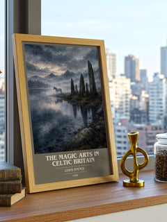 The magic arts in Celtic Britain book cover print framed by window – literary home decor