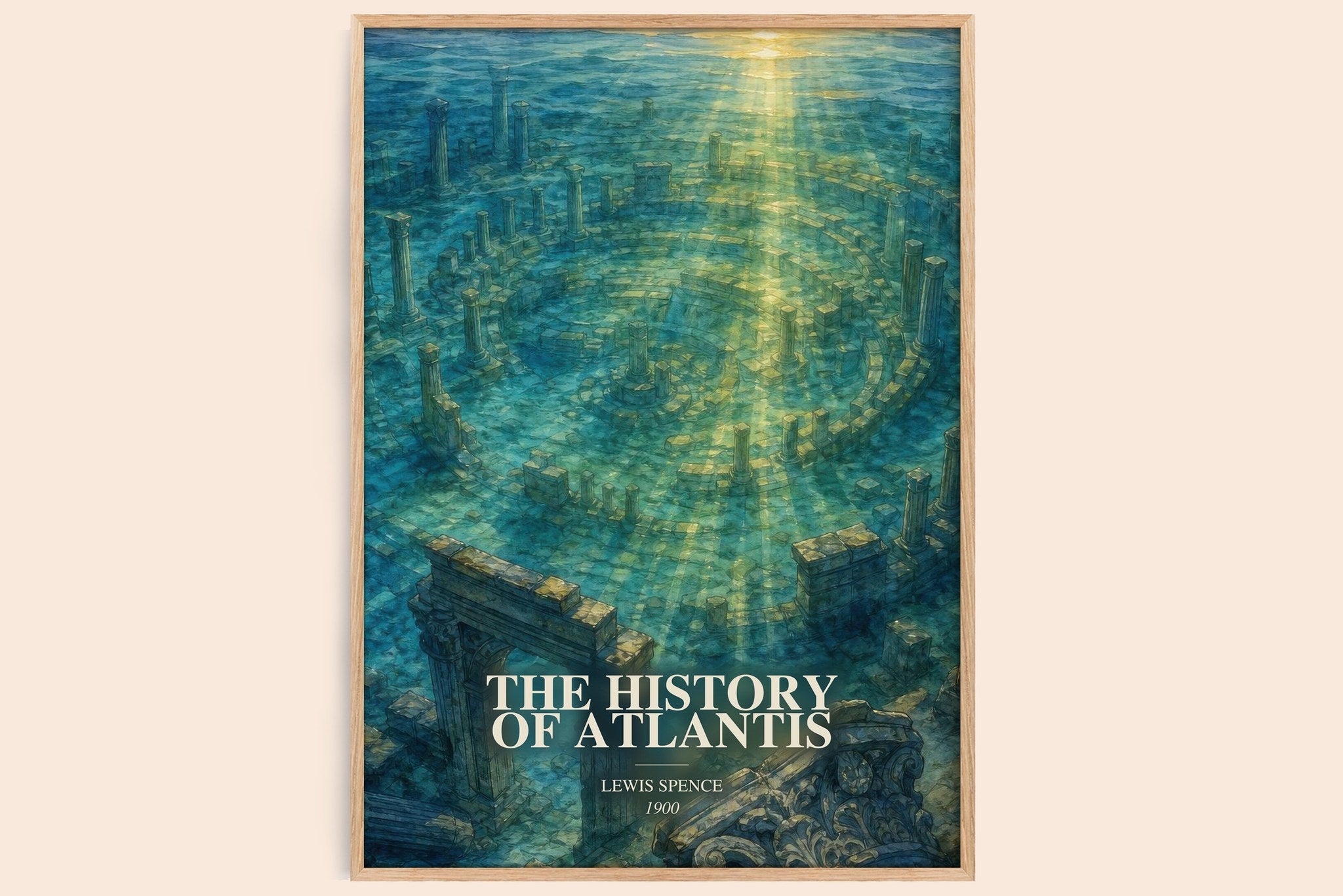The history of Atlantis Book Watercolour Illustration by Lewis Spence