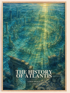 The history of Atlantis watercolour book poster by Lewis Spence – framed literary art print