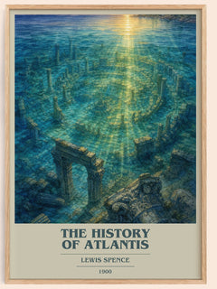 The history of Atlantis book cover book poster by Lewis Spence – framed literary art print