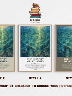 The history of Atlantis bookish print in frame leaning in hallway – non fiction wall art