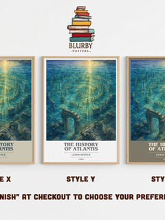 The history of Atlantis book cover print in frame leaning in hallway – non fiction wall art