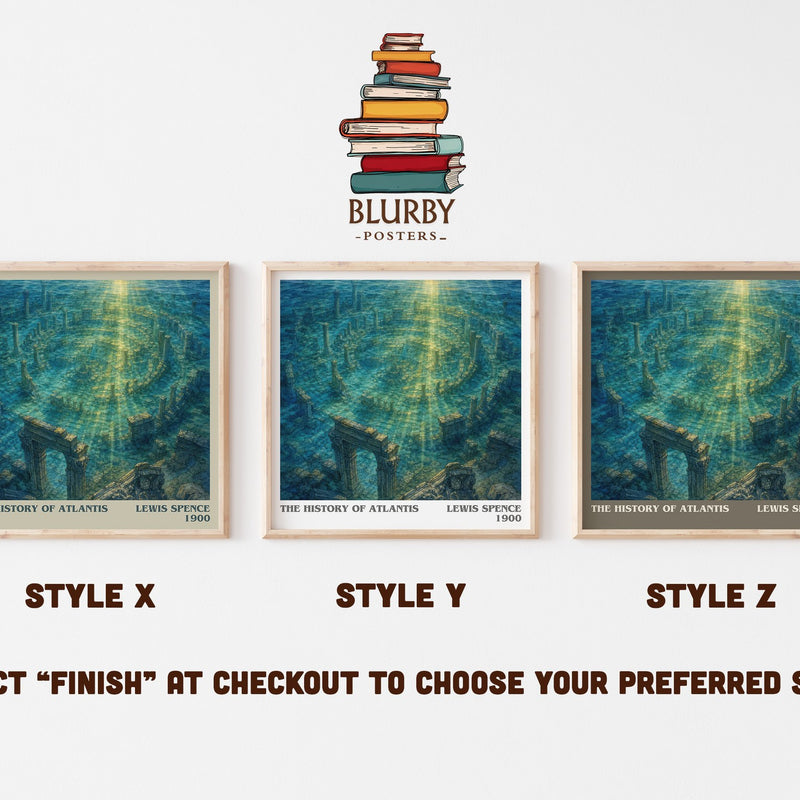 The history of Atlantis literary print in frame leaning in hallway – non fiction wall art