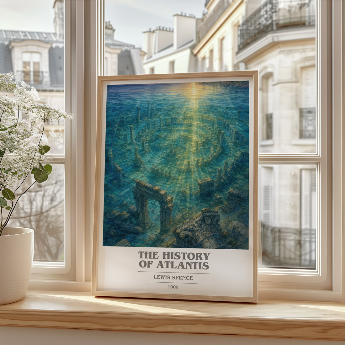 The history of Atlantis book cover poster colour and style options – Lewis Spence book art