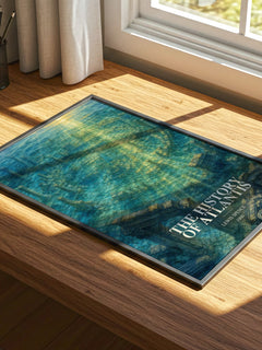The history of Atlantis watercolour book poster framed on wall – non fiction wall art