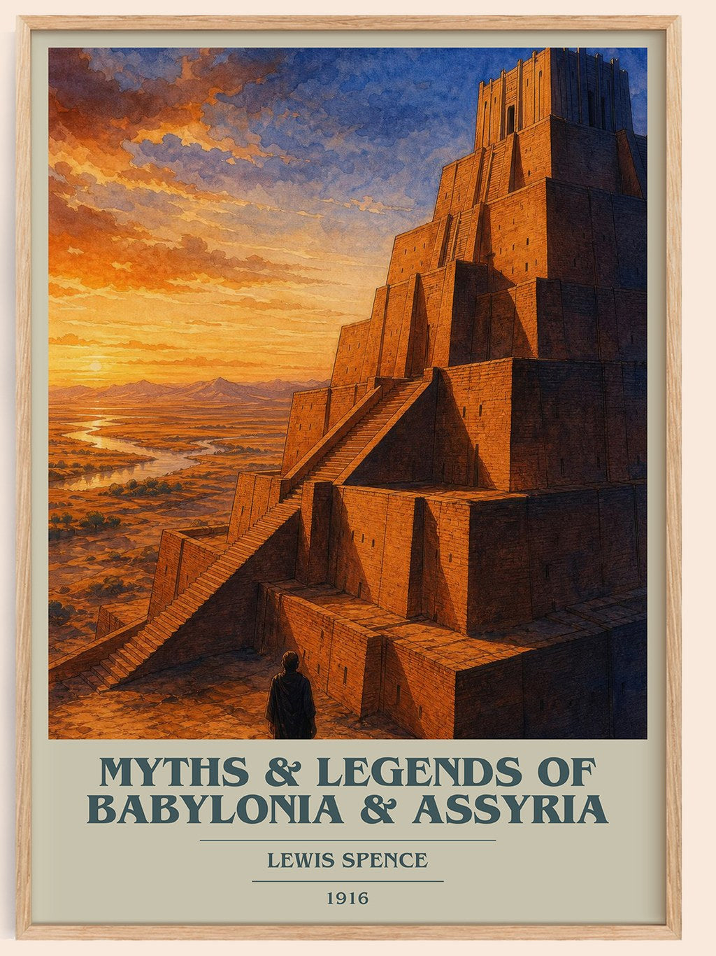Myths & legends of Babylonia & Assyria book cover book poster by Lewis Spence – framed literary art print