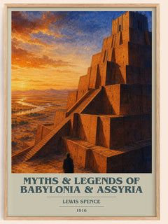 Myths & legends of Babylonia & Assyria book cover book poster by Lewis Spence – framed literary art print