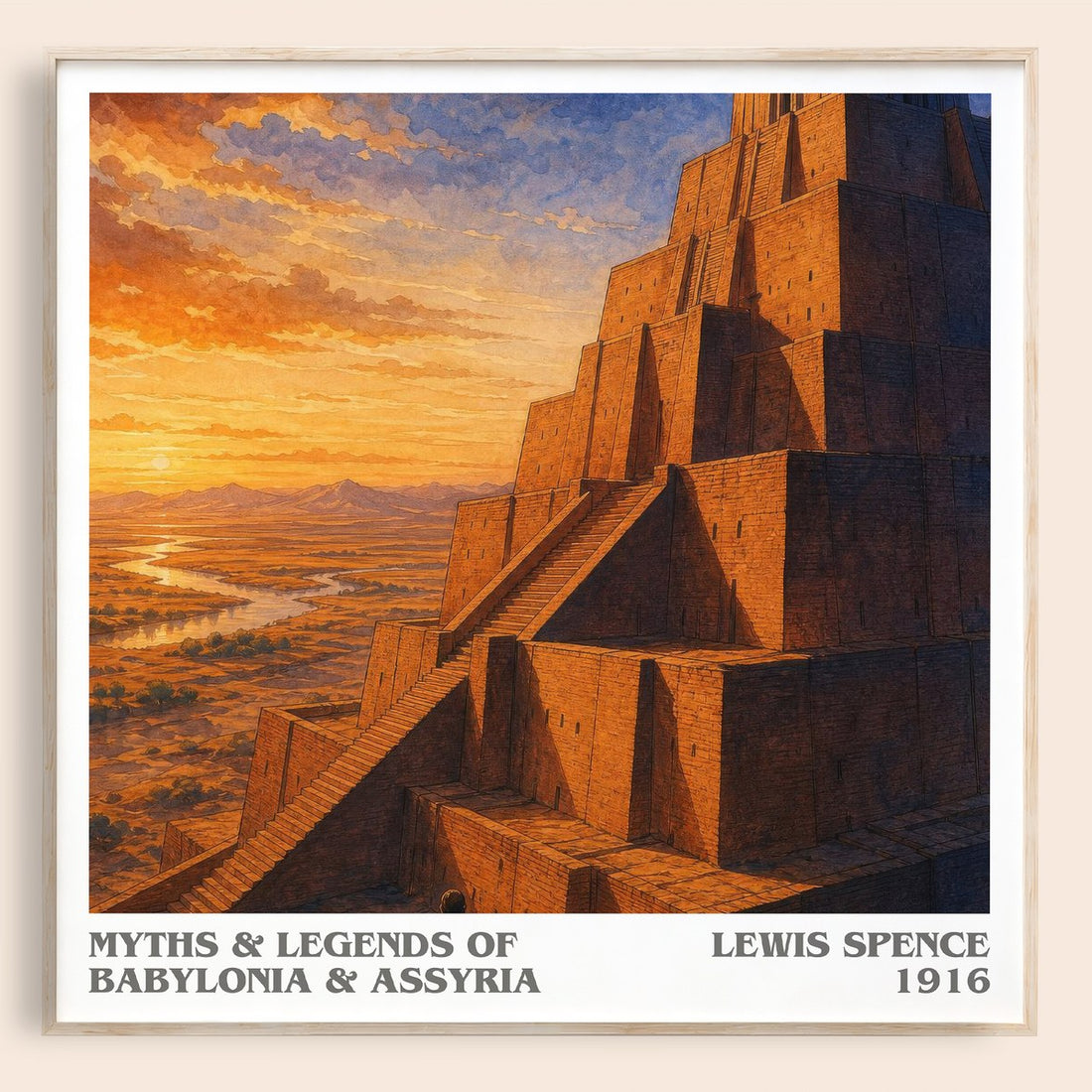 Myths & legends of Babylonia & Assyria literary book poster by Lewis Spence – framed literary art print