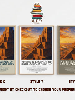 Myths & legends of Babylonia & Assyria Bookish Wall Art by L. Spence – Style X, Y and Z side by side – choose your finish