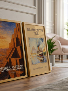 Myths & legends of Babylonia & Assyria watercolour print framed by window – literary home decor