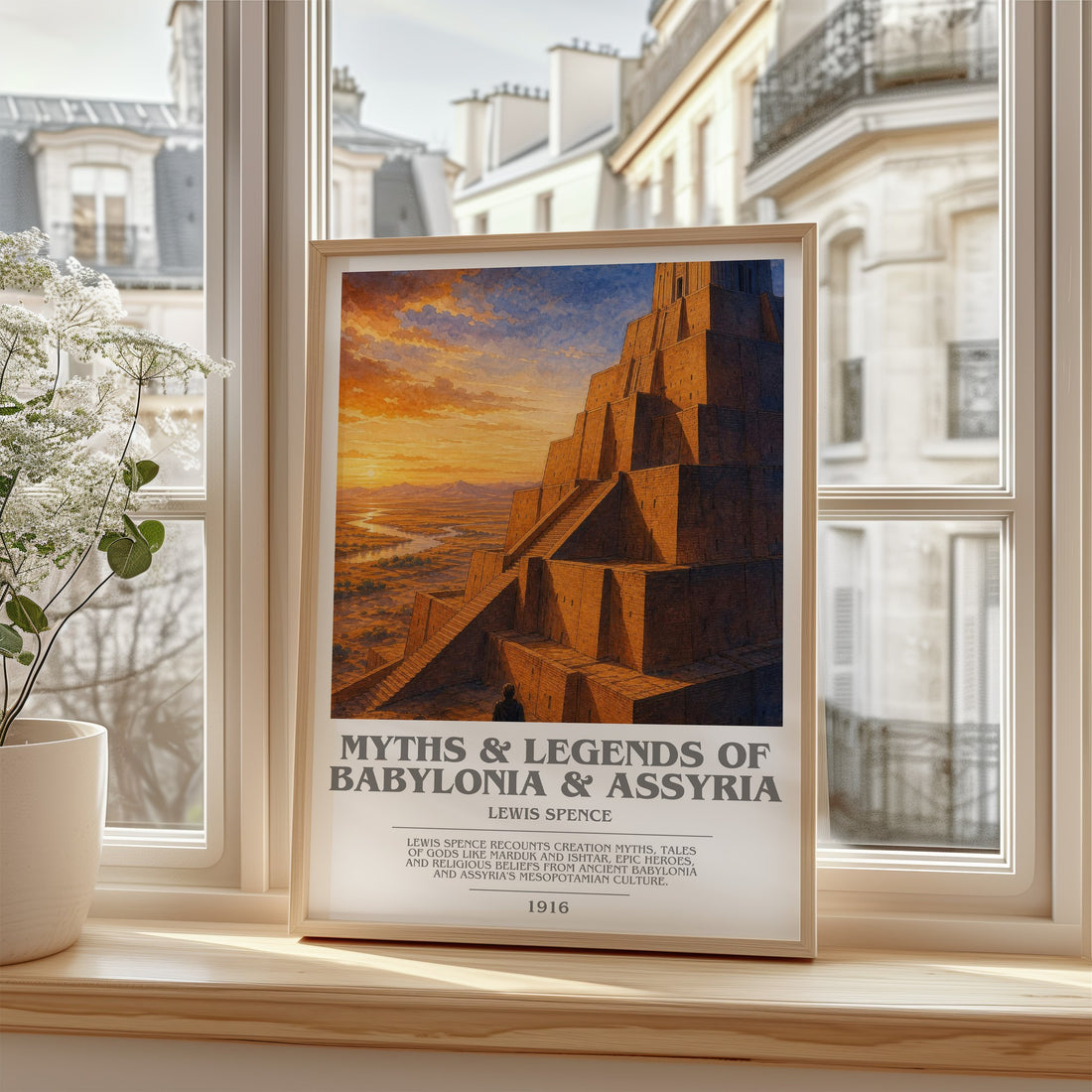 Myths & legends of Babylonia & Assyria Bookish Wall Art by L. Spence – framed print by a bright window