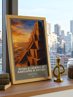 Myths & legends of Babylonia & Assyria book cover print framed by window – literary home decor