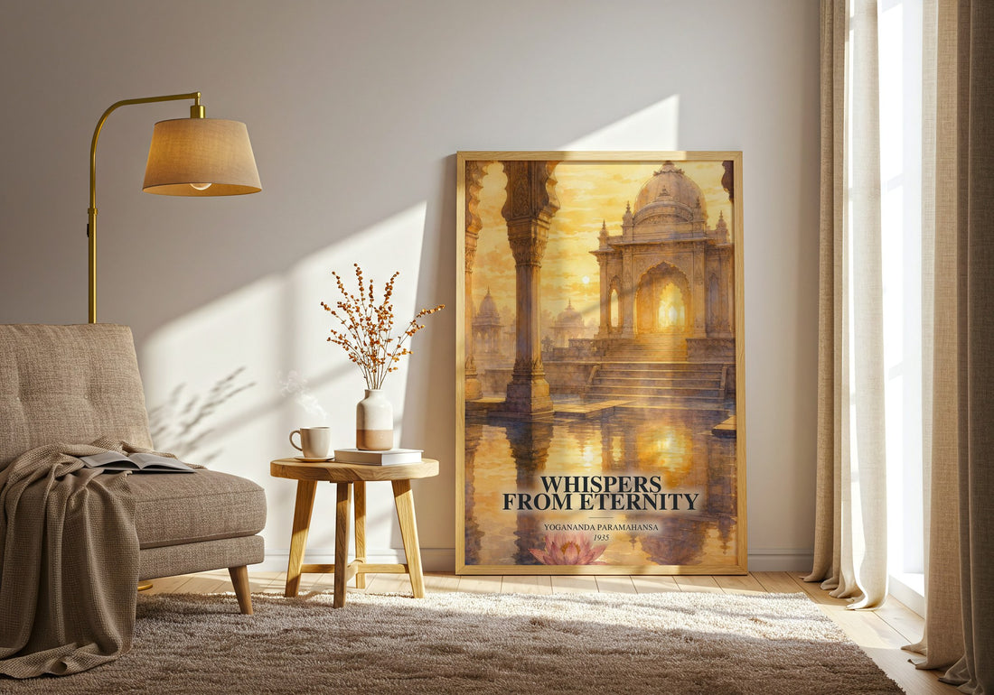 Whispers from Eternity watercolour print in frame leaning in hallway – philosophy wall art