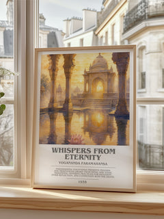 Whispers from Eternity bookish poster colour and style options – Yogananda Paramahansa book art