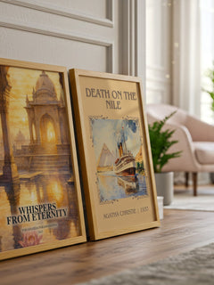 Whispers from Eternity watercolour print framed by window – literary home decor