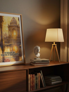 Whispers from Eternity watercolour print on bookshelf – Yogananda Paramahansa fan gift