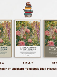 Flower Fairies of the Summer bookish print in frame leaning in hallway – childrens wall art