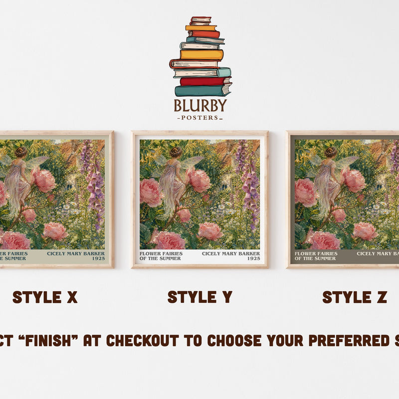 Flower Fairies of the Summer literary print in frame leaning in hallway – childrens wall art