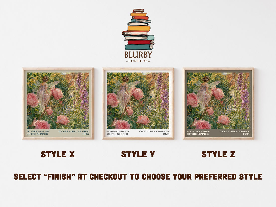 Flower Fairies of the Summer literary print in frame leaning in hallway – childrens wall art (mockup)