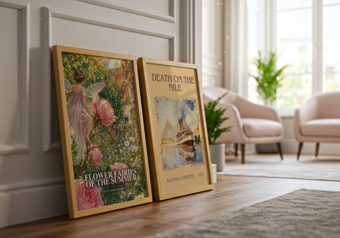 Flower Fairies of the Summer watercolour print framed by window – literary home decor