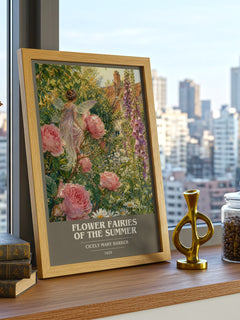 Flower Fairies of the Summer book cover print framed by window – literary home decor