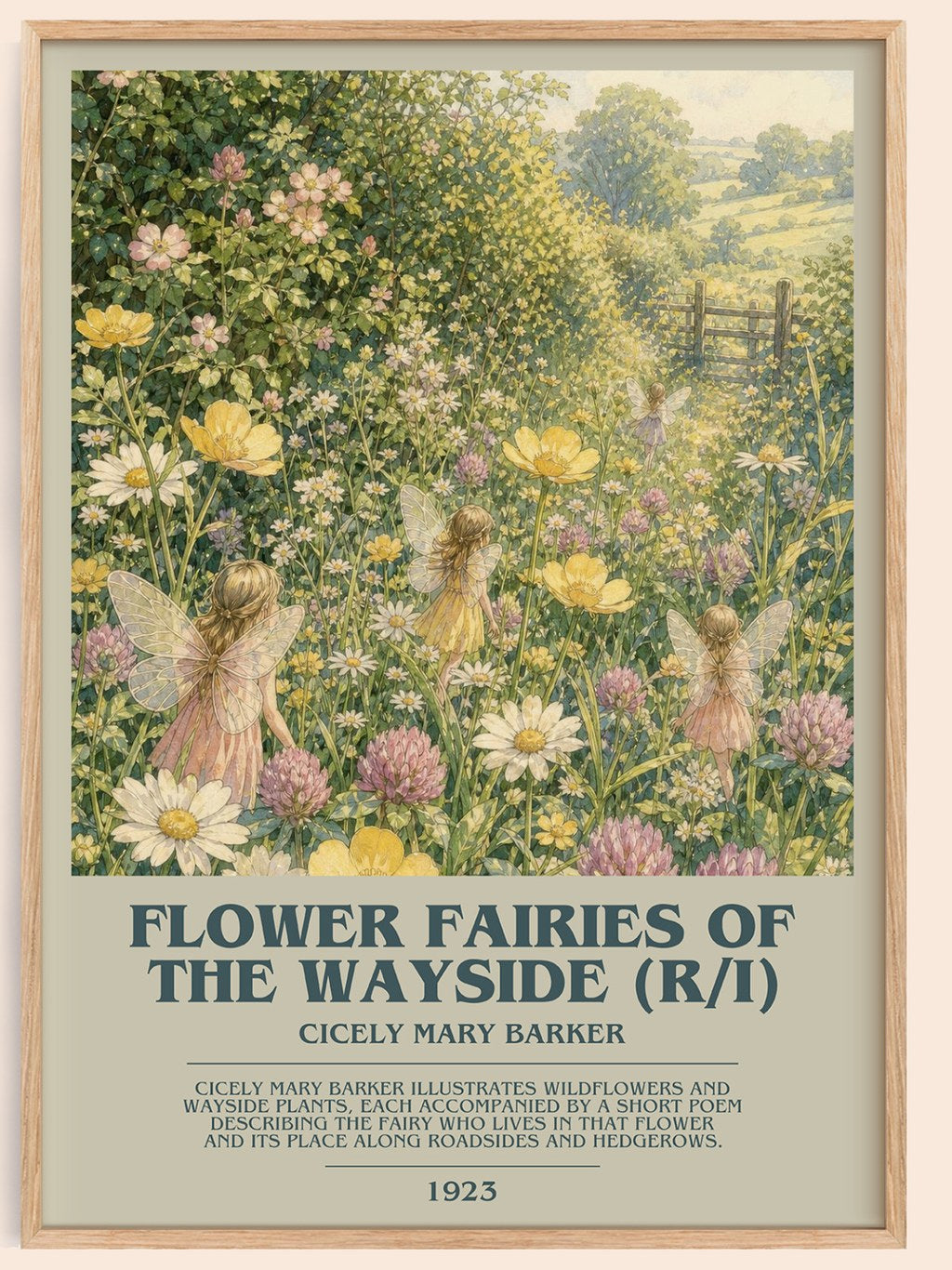 Flower Fairies of the Wayside (R/I) bookish book poster by Cicely Mary Barker – framed literary art print