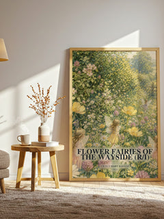 Flower Fairies of the Wayside (R/I) watercolour print in frame leaning in hallway – childrens wall art