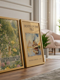 Flower Fairies of the Wayside (R/I) watercolour print framed by window – literary home decor