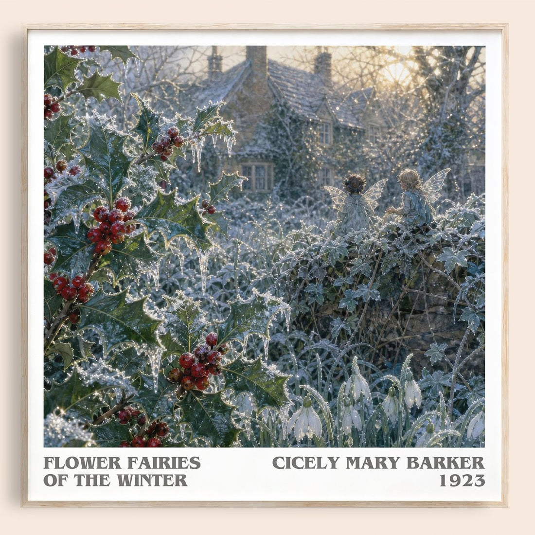 Flower Fairies of the Winter literary book poster by Cicely Mary Barker – framed literary art print