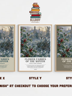 Flower Fairies of the Winter bookish print in frame leaning in hallway – childrens wall art
