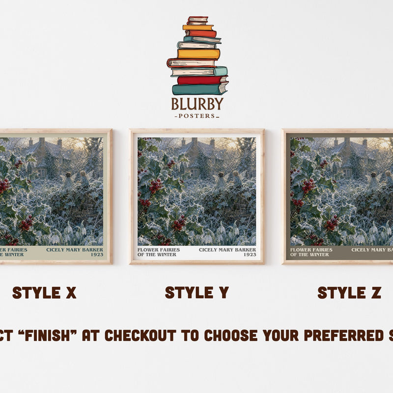 Flower Fairies of the Winter literary print in frame leaning in hallway – childrens wall art