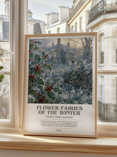 Flower Fairies of the Winter bookish poster colour and style options – Cicely Mary Barker book art