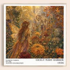 Flower Fairies of the Autumn Celebration literary book poster by Cicely Mary Barker – framed literary art print