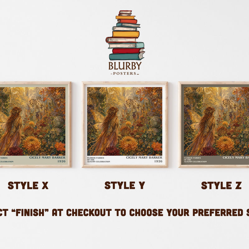 Flower Fairies of the Autumn Celebration literary print in frame leaning in hallway – childrens wall art