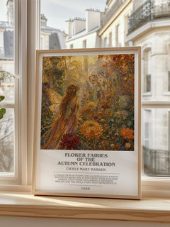 Flower Fairies of the Autumn Celebration bookish poster colour and style options – Cicely Mary Barker book art