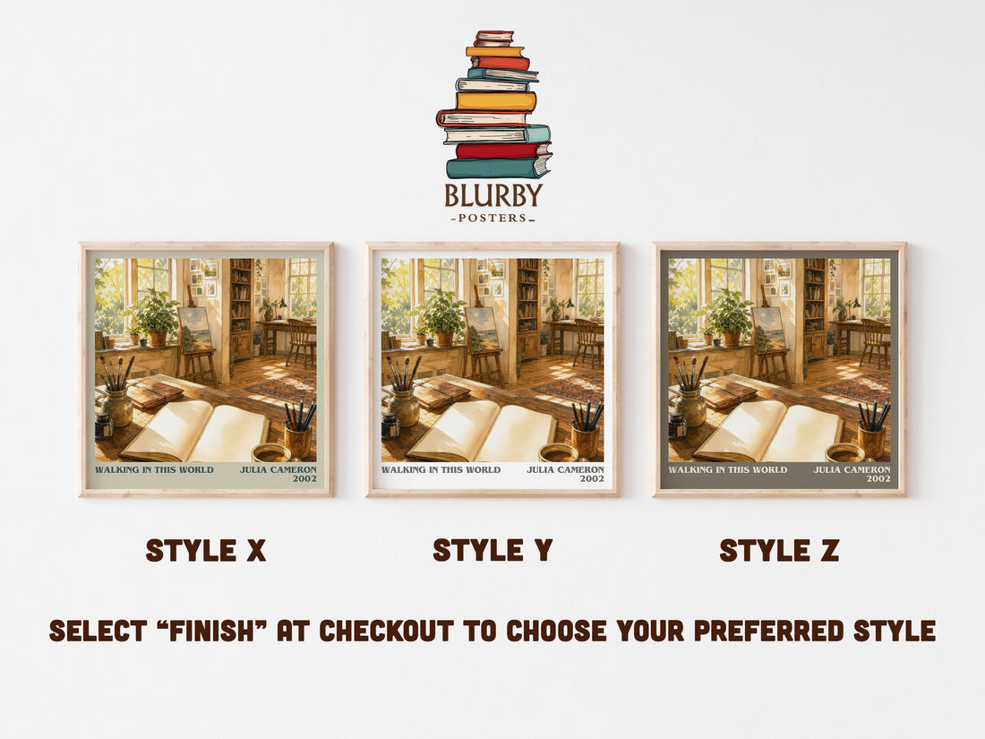 Walking in this World literary print in frame leaning in hallway – non fiction wall art (mockup)