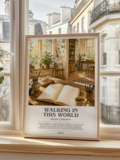 Walking in this World bookish poster colour and style options – Julia Cameron book art