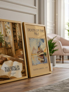 Walking in this World watercolour print framed by window – literary home decor