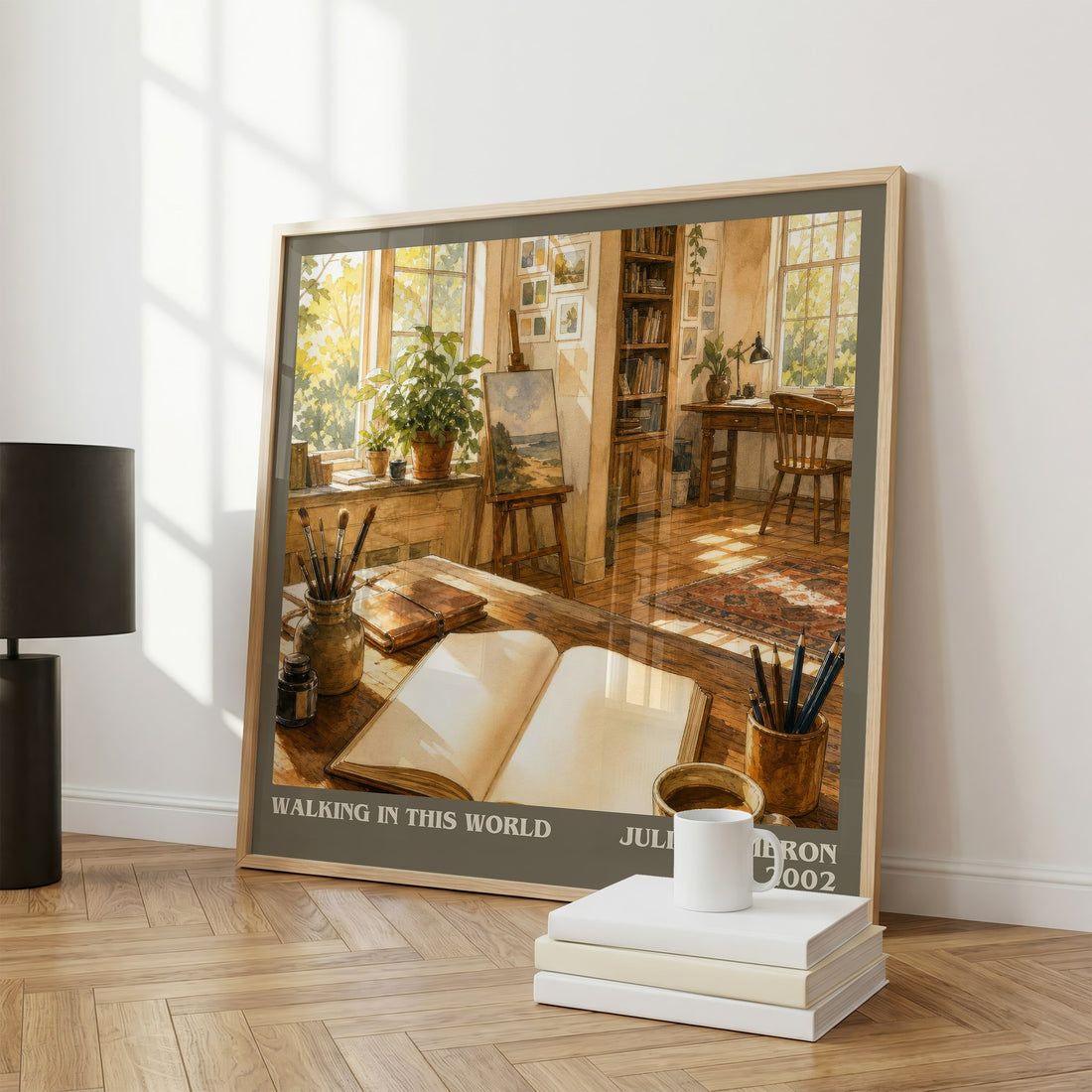 Walking in this World literary print framed by window – literary home decor