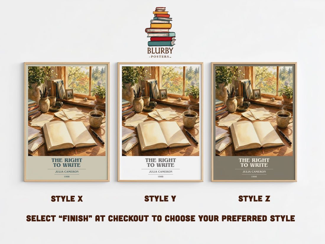 The Right to Write book cover print in frame leaning in hallway – non fiction wall art (mockup)