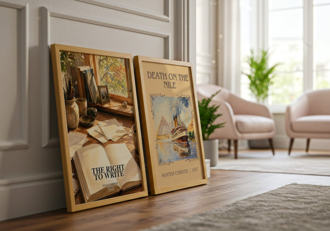 The Right to Write watercolour print framed by window – literary home decor