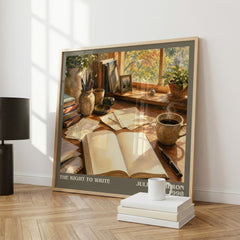 The Right to Write literary print framed by window – literary home decor