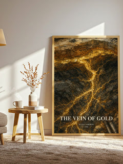 The Vein of Gold watercolour print in frame leaning in hallway – non fiction wall art