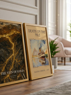 The Vein of Gold watercolour print framed by window – literary home decor