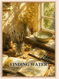 Finding water watercolour book poster by Julia Cameron – framed literary art print