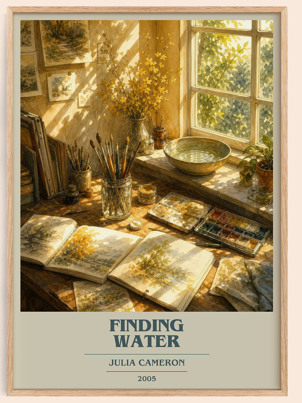 Finding water book cover book poster by Julia Cameron – framed literary art print