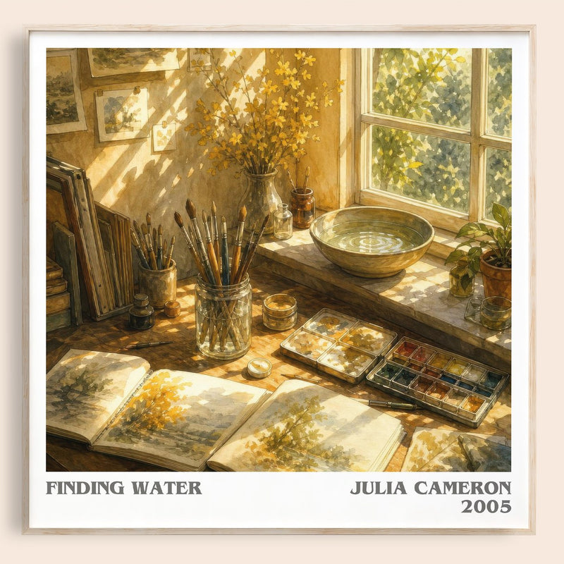 Finding water literary book poster by Julia Cameron – framed literary art print