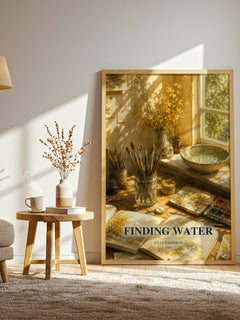 Finding water watercolour print in frame leaning in hallway – non fiction wall art