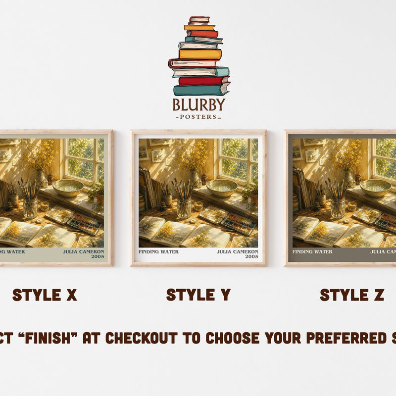 Finding water literary print in frame leaning in hallway – non fiction wall art