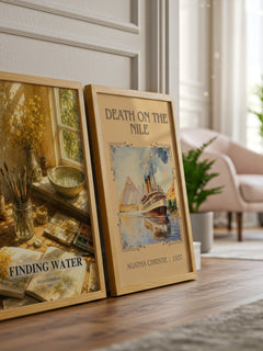 Finding water watercolour print framed by window – literary home decor